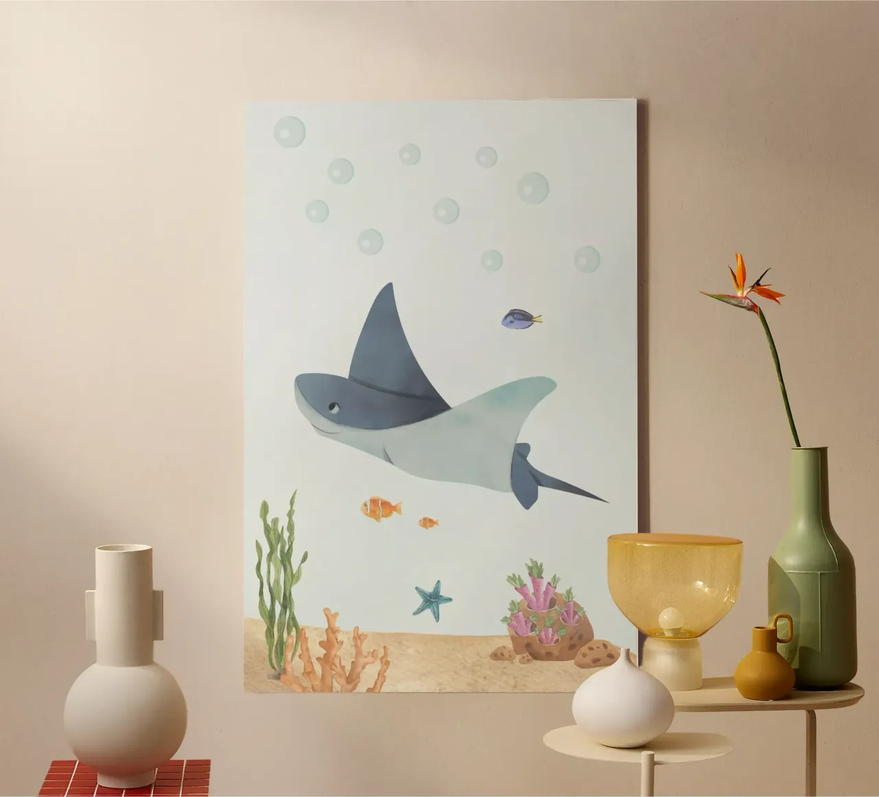 Sunny the Stingray canvas with Floater frame by DesignArt