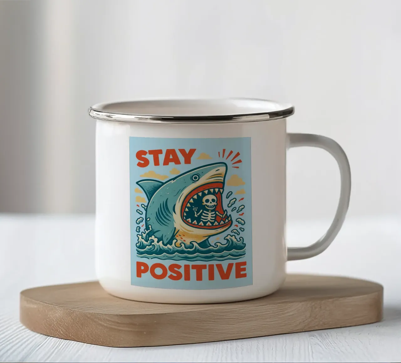 rimanere positivi tazza in smalto da tanabaroo