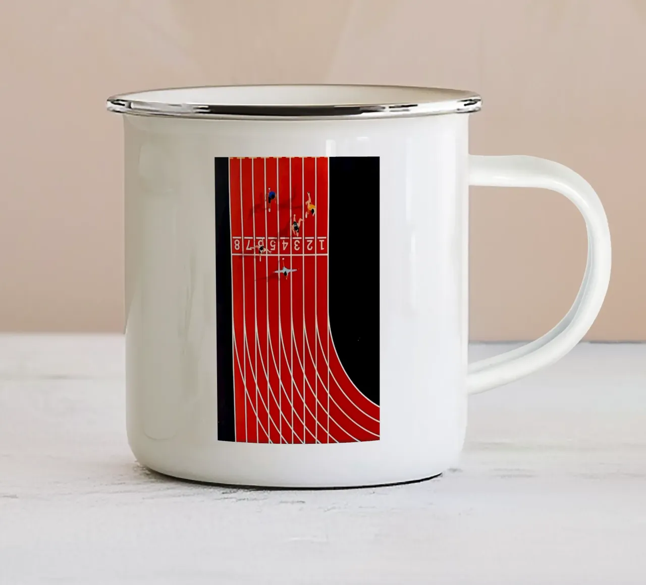 Corsa astratta tazza in smalto da Ryley Smith traveler