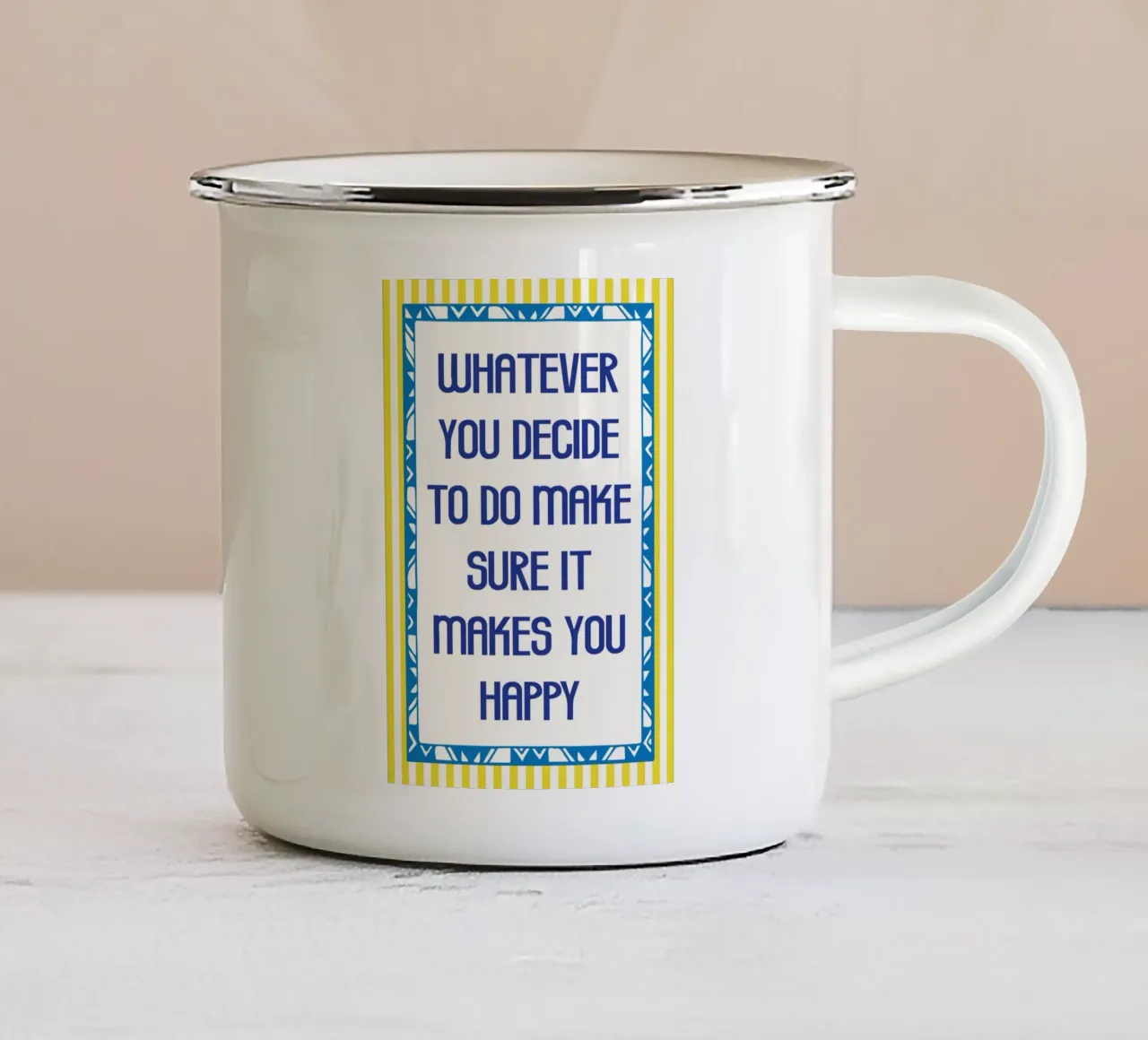 sicuramente vi renderà felici tazza in smalto da tanabaroo