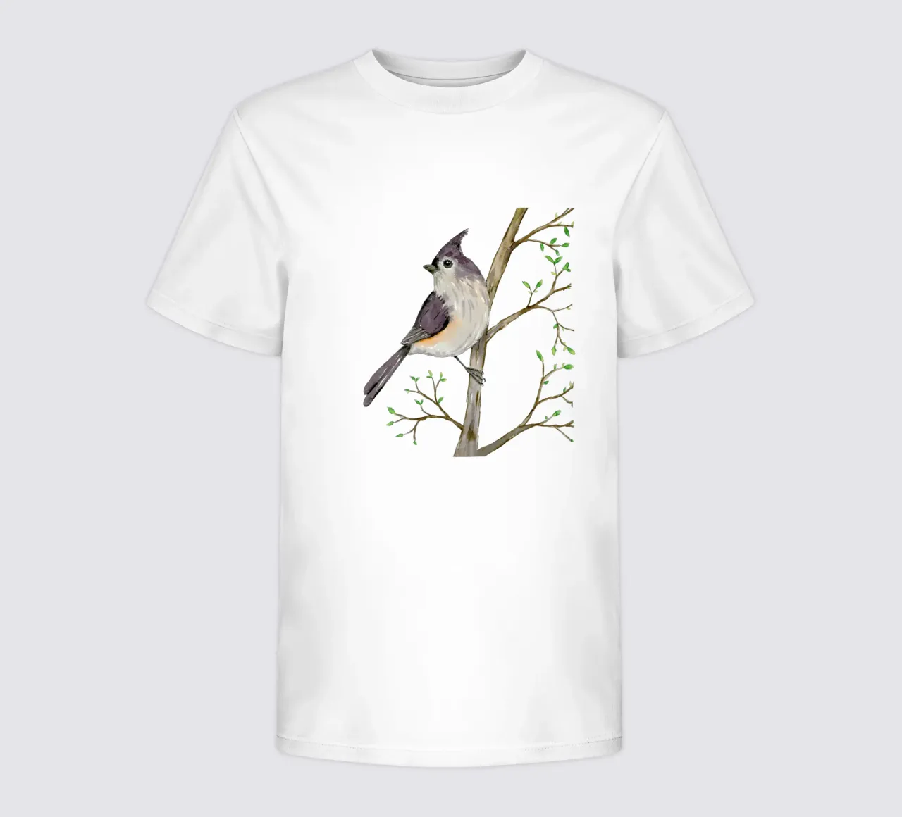 Tufted titmouse watercolor kids t-shirt by BwiseLizzy