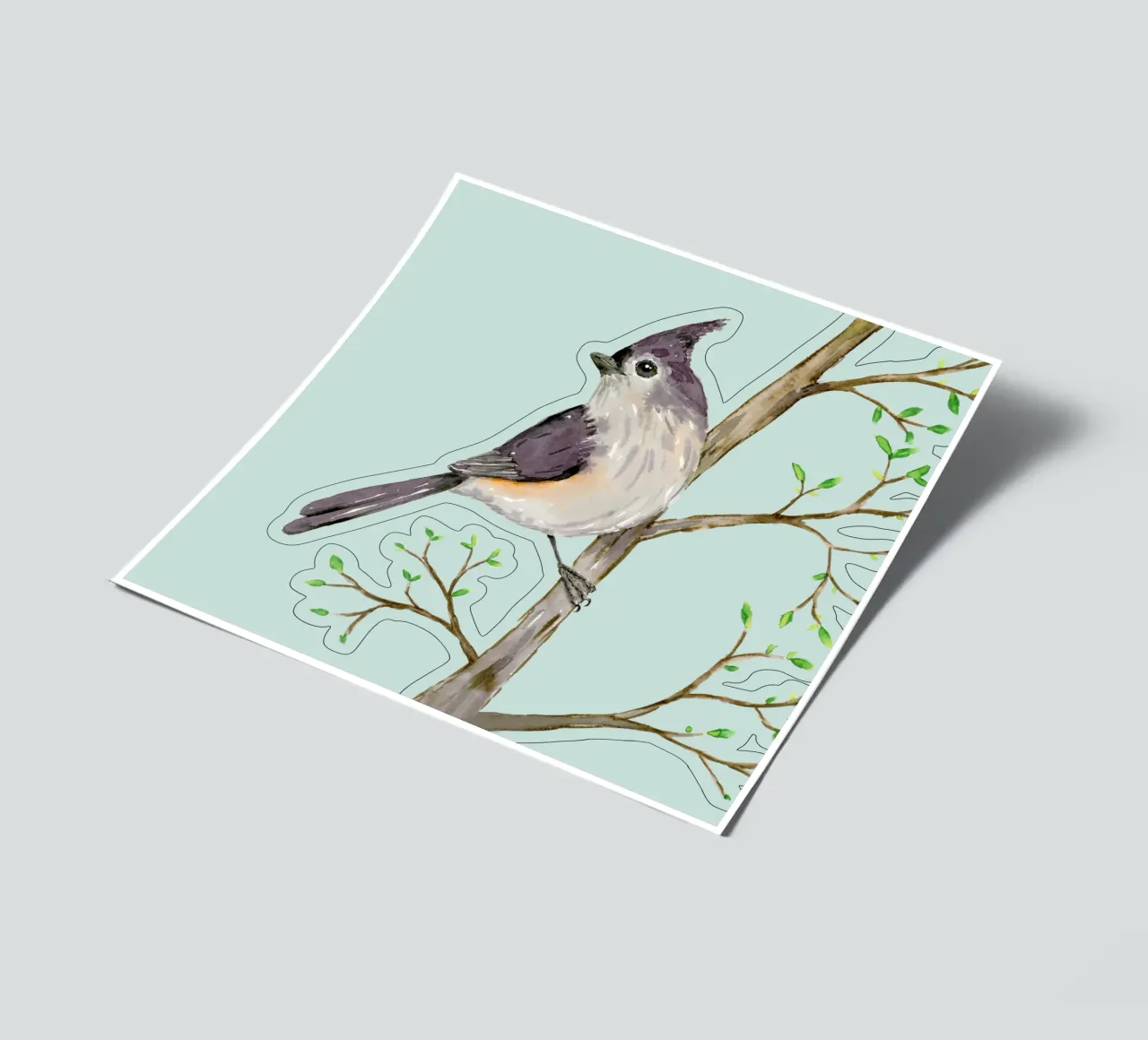 Kuifmees aquarel stickervel van BwiseLizzy
