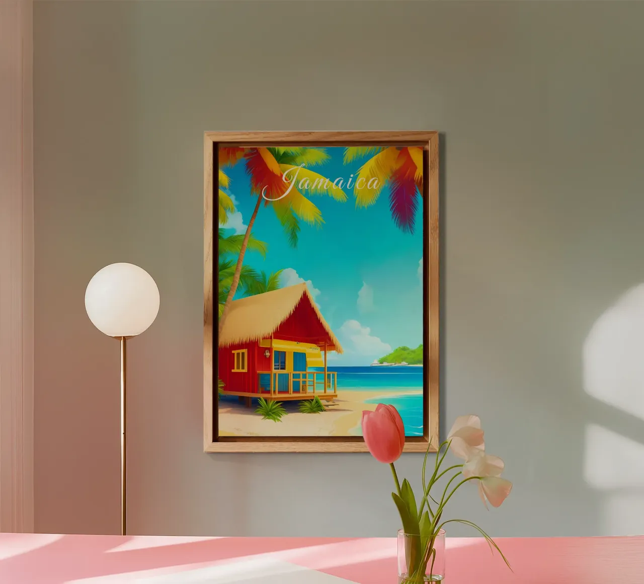 Scena di spiaggia tropicale in Giamaica alluminio dibond da Charnwood Prints