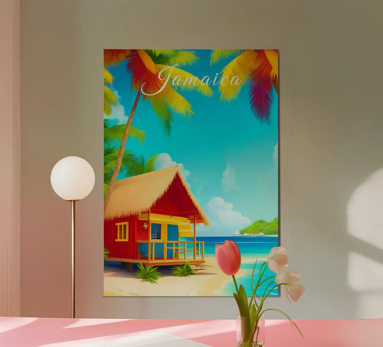 Scena di spiaggia tropicale in Giamaica alluminio dibond da Charnwood Prints