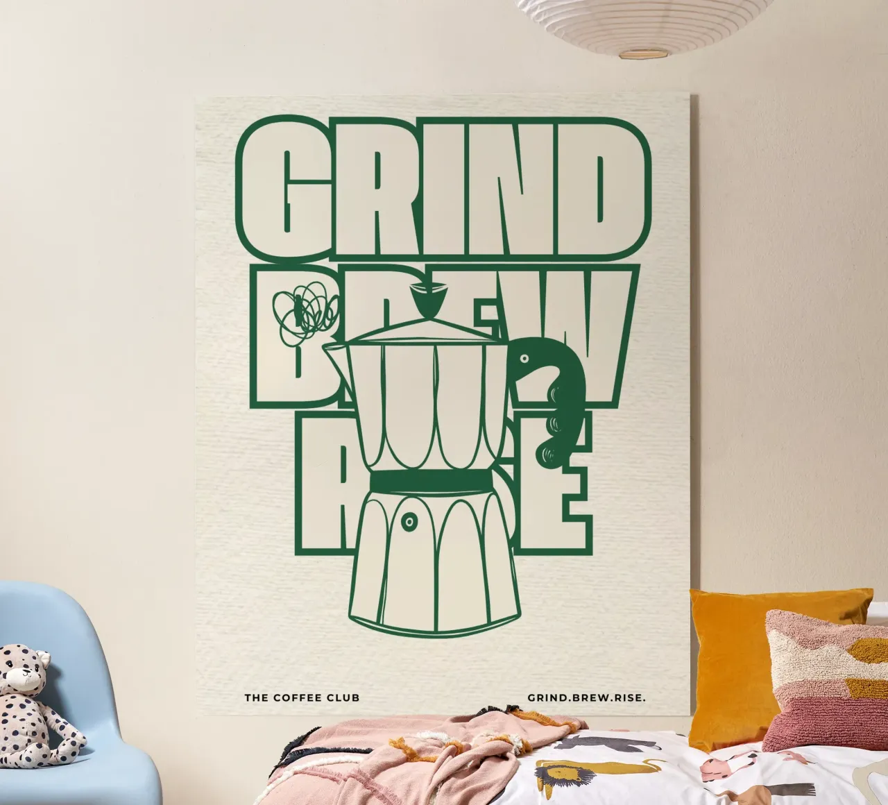 GRIND. BREW. RISE. plexiglass da COFFEE CLUB