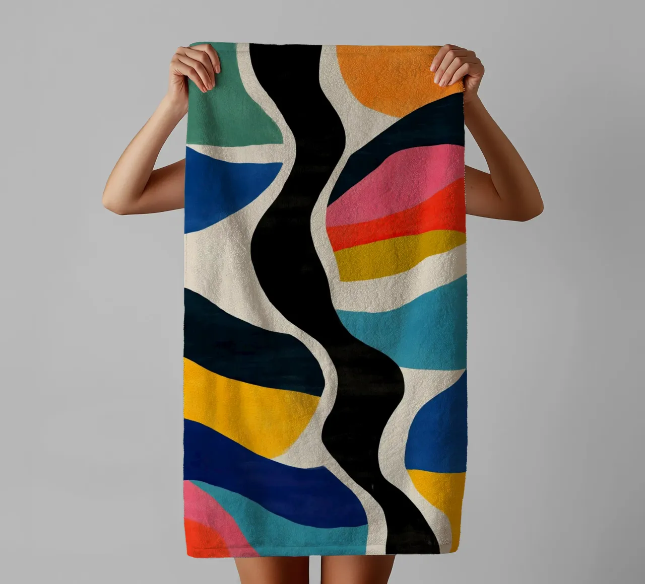 Abstract Color Flow I towel by Sienna Atelier