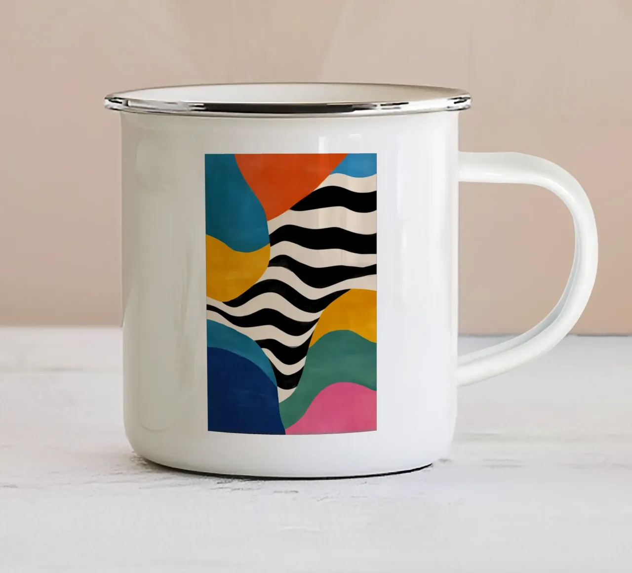 Flusso di colore astratto II tazza in smalto da Sienna Atelier