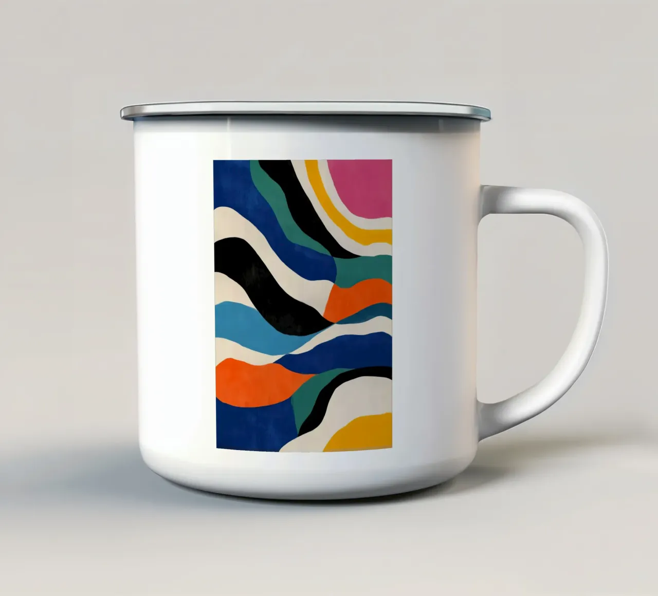 Flusso di colore astratto III tazza in smalto da Sienna Atelier