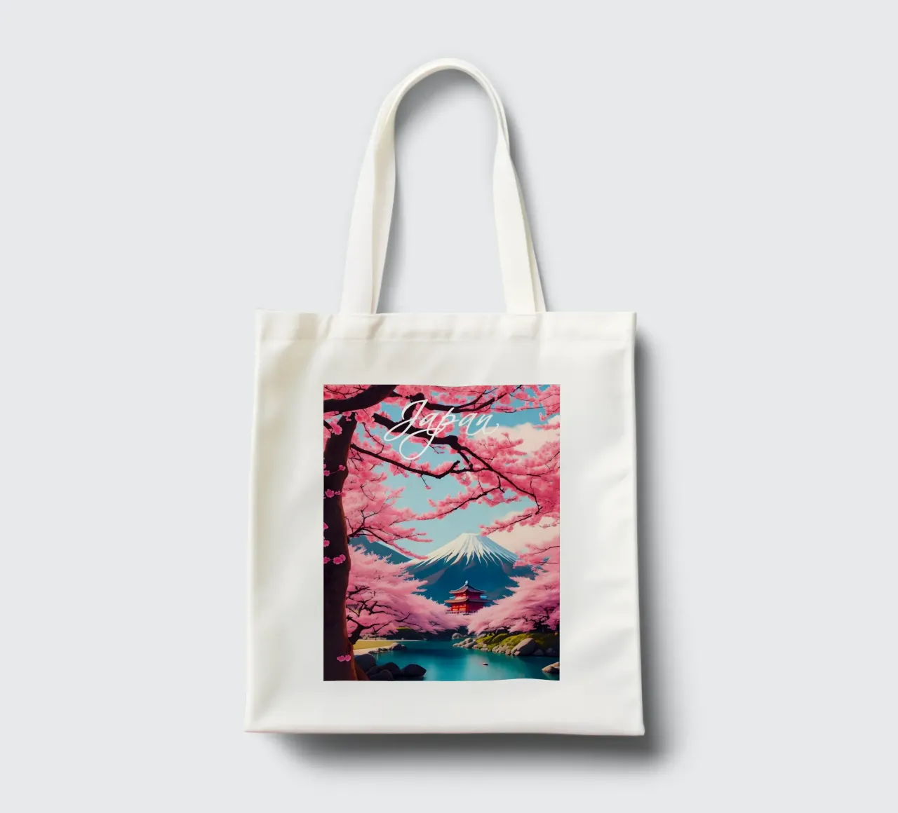Giappone Scena di ciliegi in fiore borsa in juta da Charnwood Prints