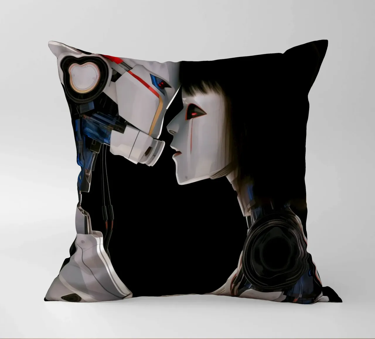 Mech Girl bacia Robot | Omaggio a Ghost In The Shell cuscino da Autofocus