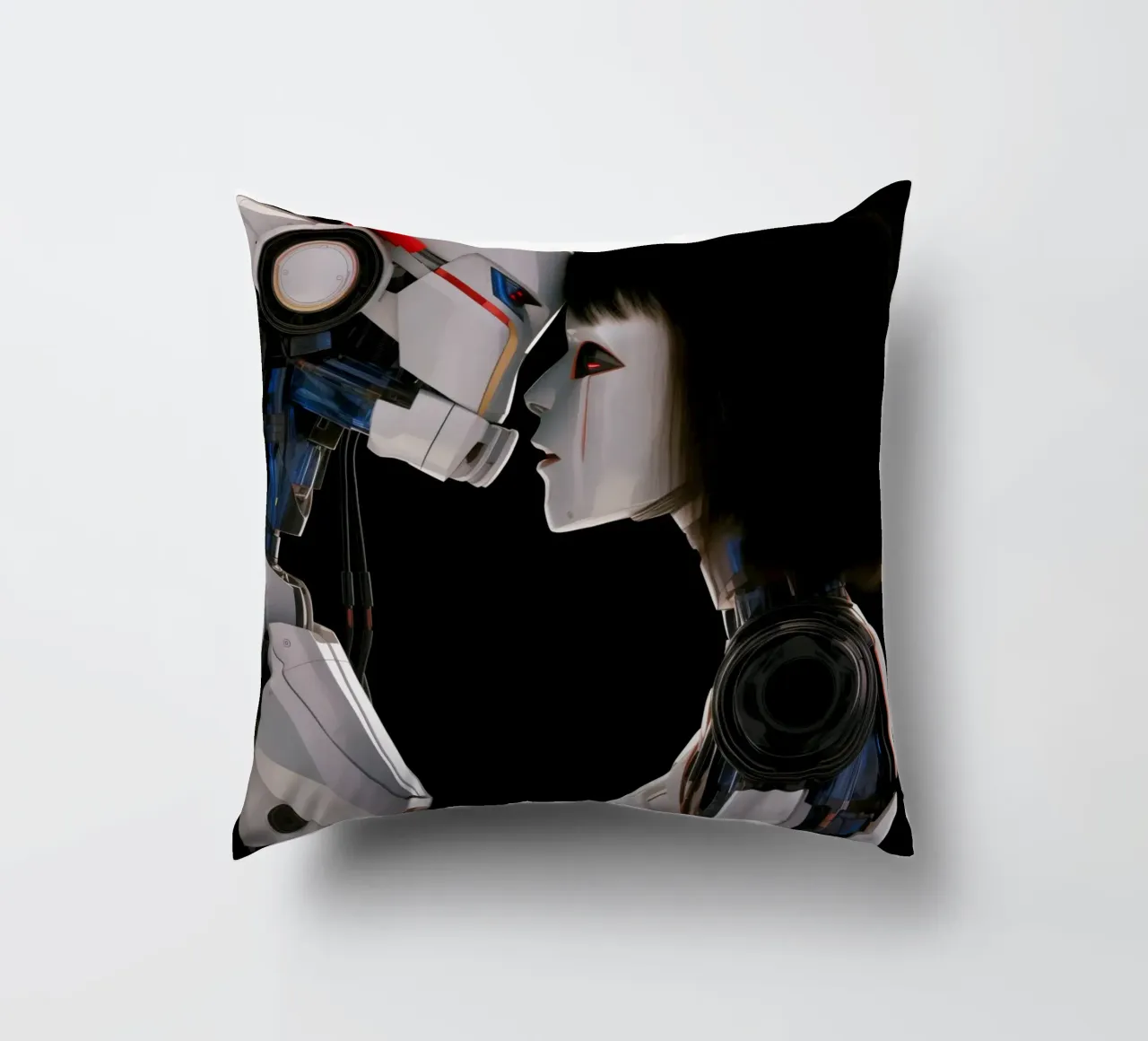 Mech Girl bacia Robot | Omaggio a Ghost In The Shell cuscino da Autofocus