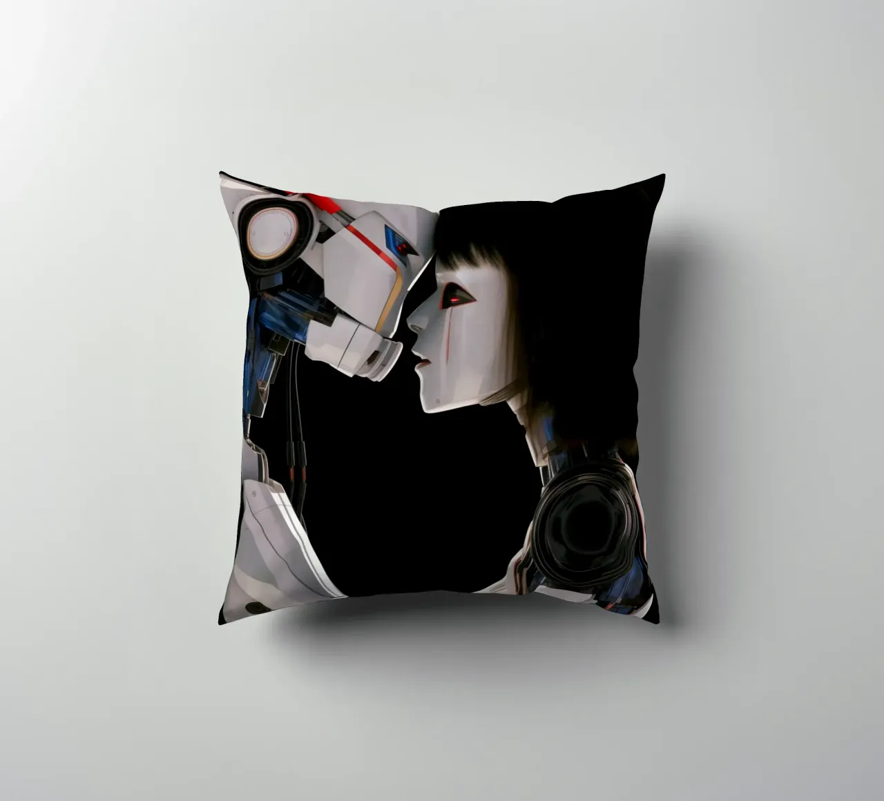 Mech Girl bacia Robot | Omaggio a Ghost In The Shell cuscino da Autofocus