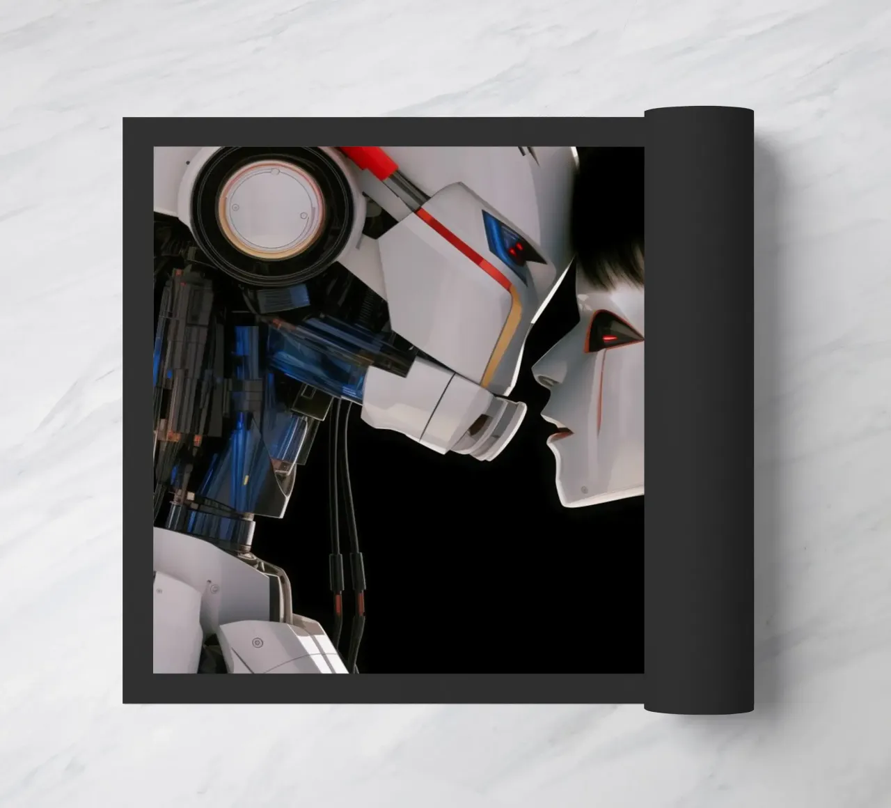 Mech Girl bacia Robot | Omaggio a Ghost In The Shell zerbino da Autofocus