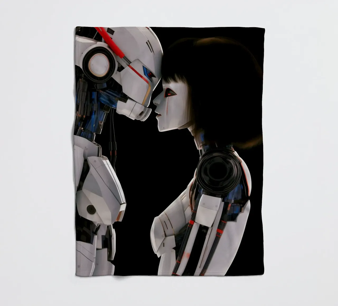 Mech Girl bacia Robot | Omaggio a Ghost In The Shell coperta in pile da Autofocus