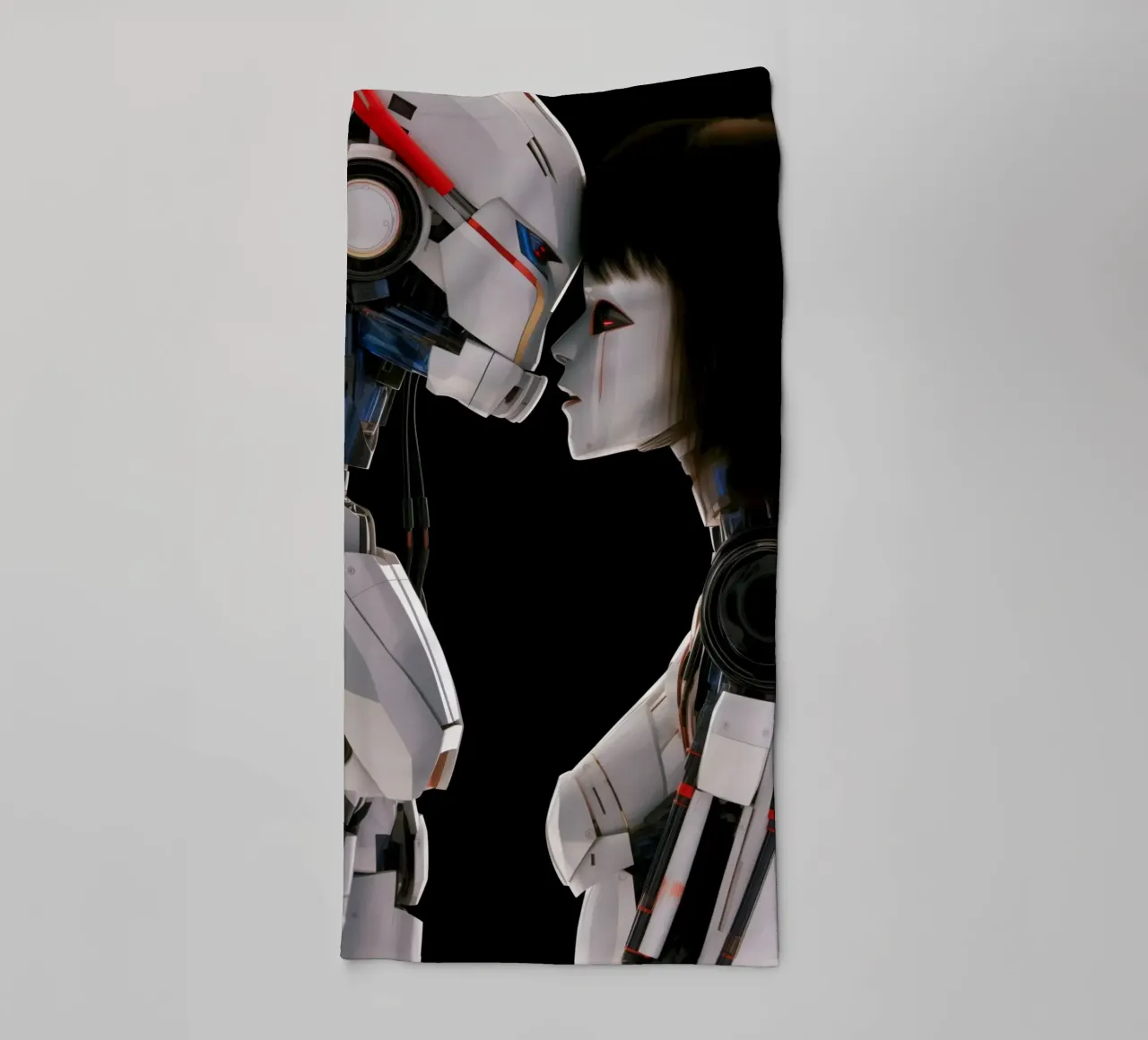 Mech Girl bacia Robot | Omaggio a Ghost In The Shell asciugamano da bagno da Autofocus