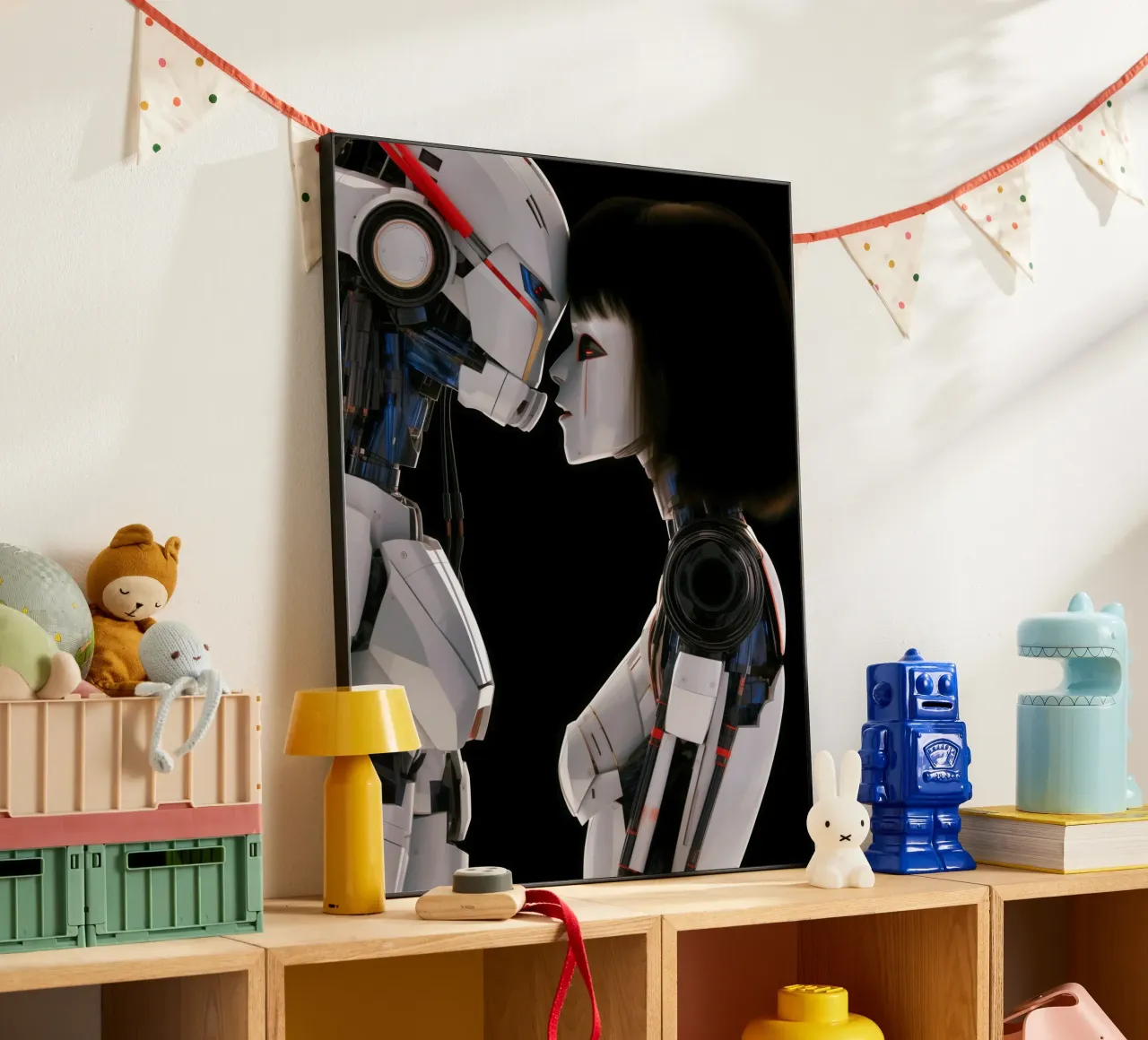 Mech Girl bacia Robot | Omaggio a Ghost In The Shell alluminio dibond da Autofocus