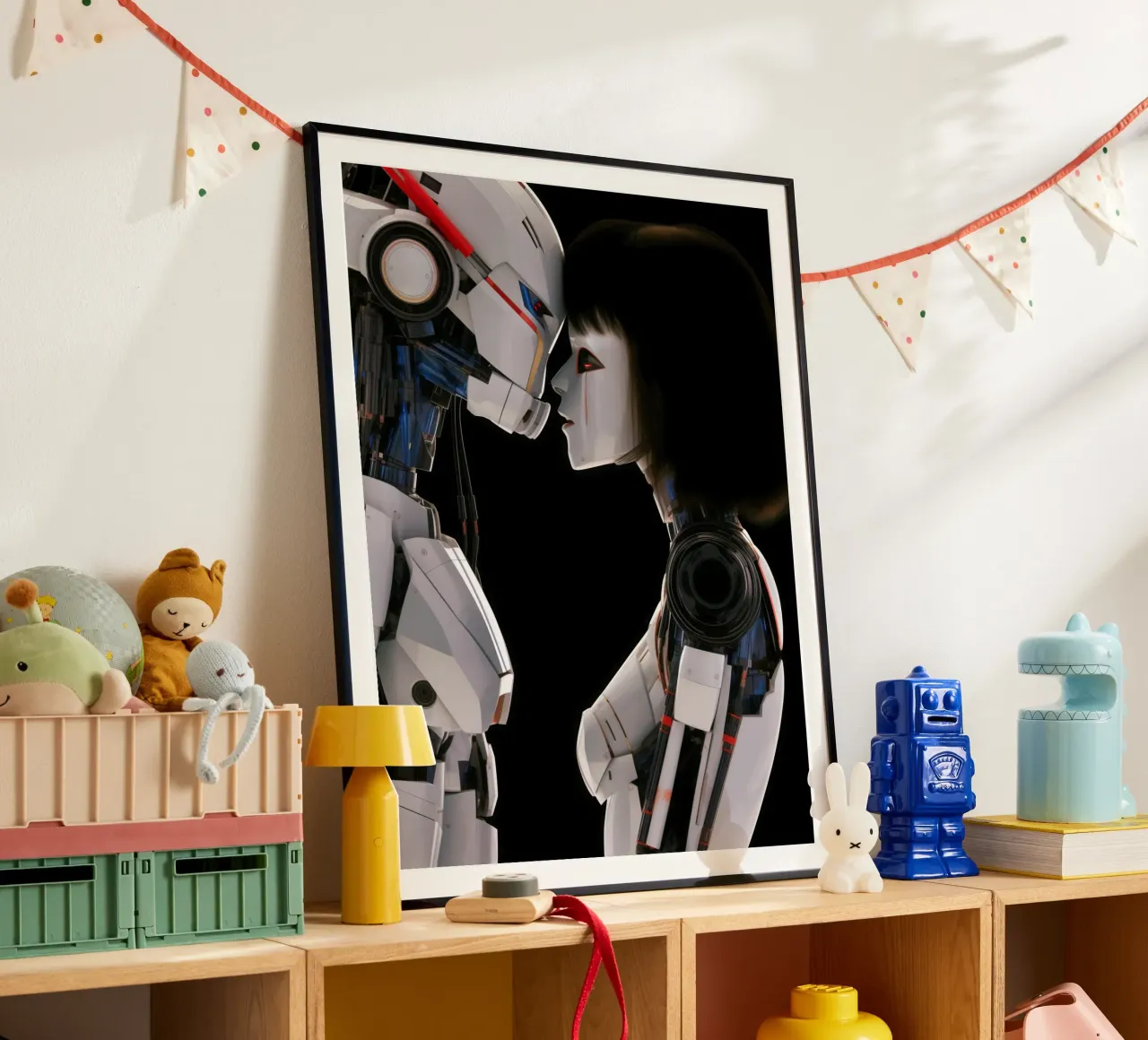 Mech Girl bacia Robot | Omaggio a Ghost In The Shell carta hahnemühle da Autofocus