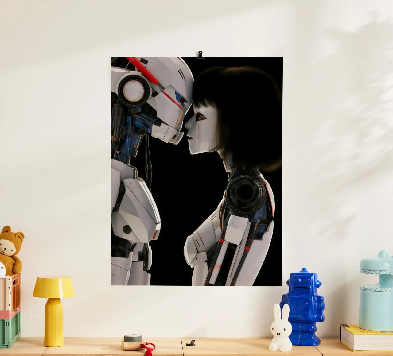 Mech Girl bacia Robot | Omaggio a Ghost In The Shell carta hahnemühle da Autofocus