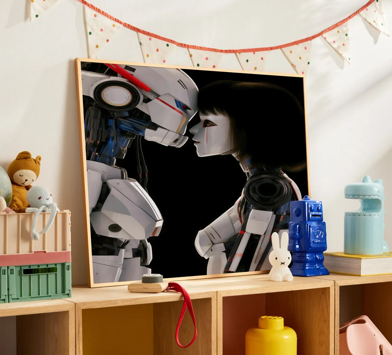 Mech Girl bacia Robot | Omaggio a Ghost In The Shell carta hahnemühle da Autofocus