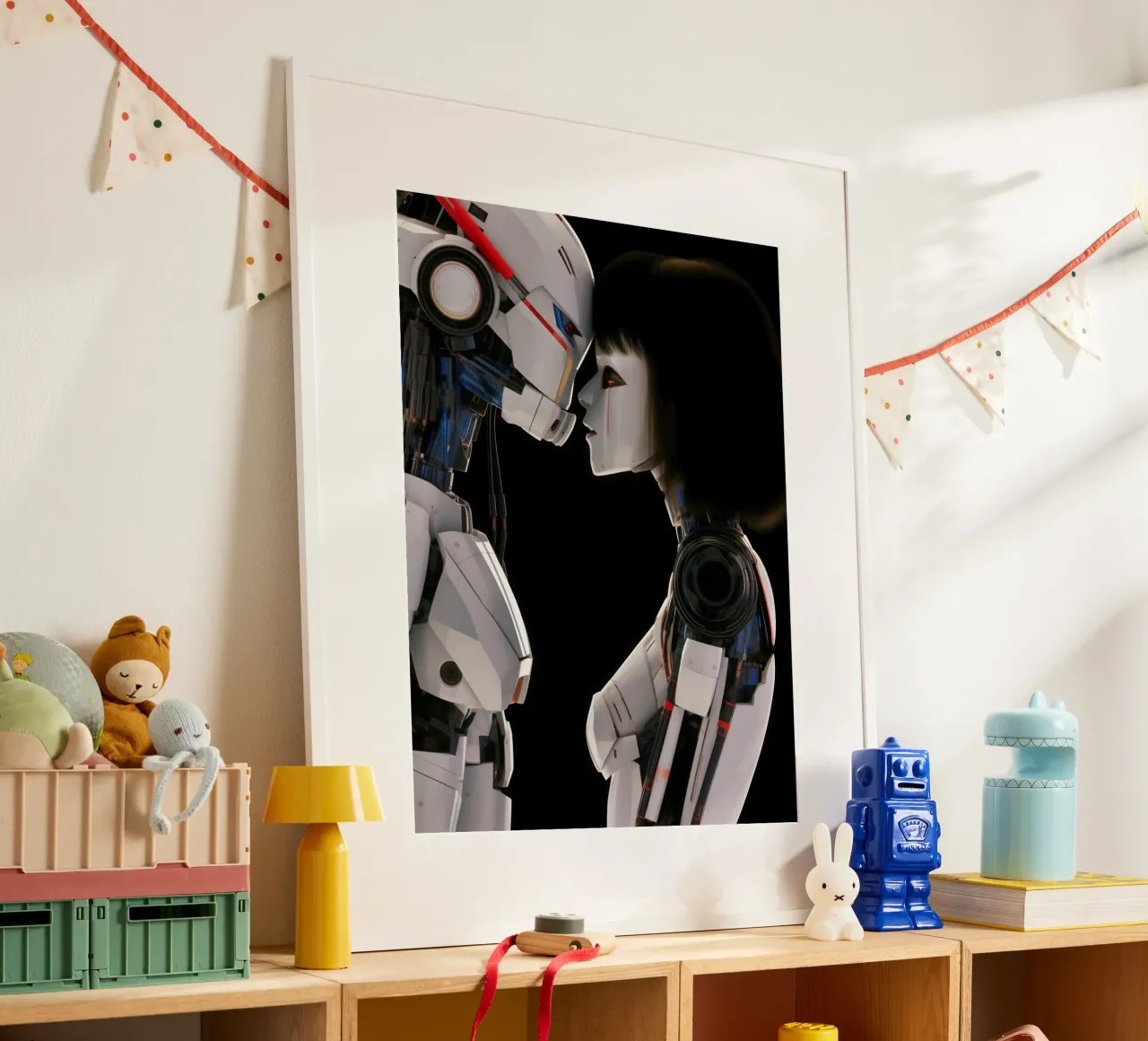 Mech Girl bacia Robot | Omaggio a Ghost In The Shell carta hahnemühle da Autofocus