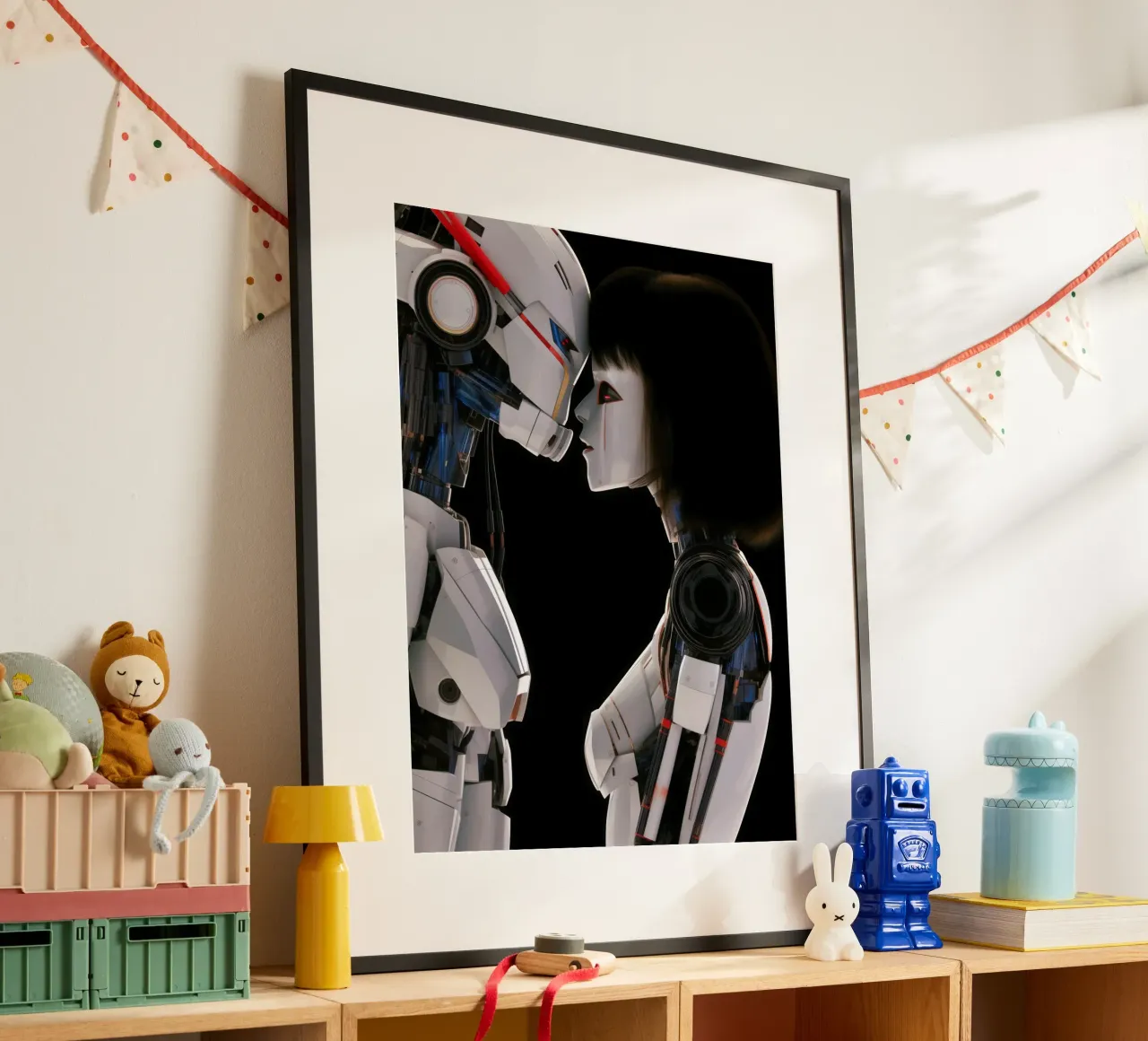 Mech Girl bacia Robot | Omaggio a Ghost In The Shell carta hahnemühle da Autofocus