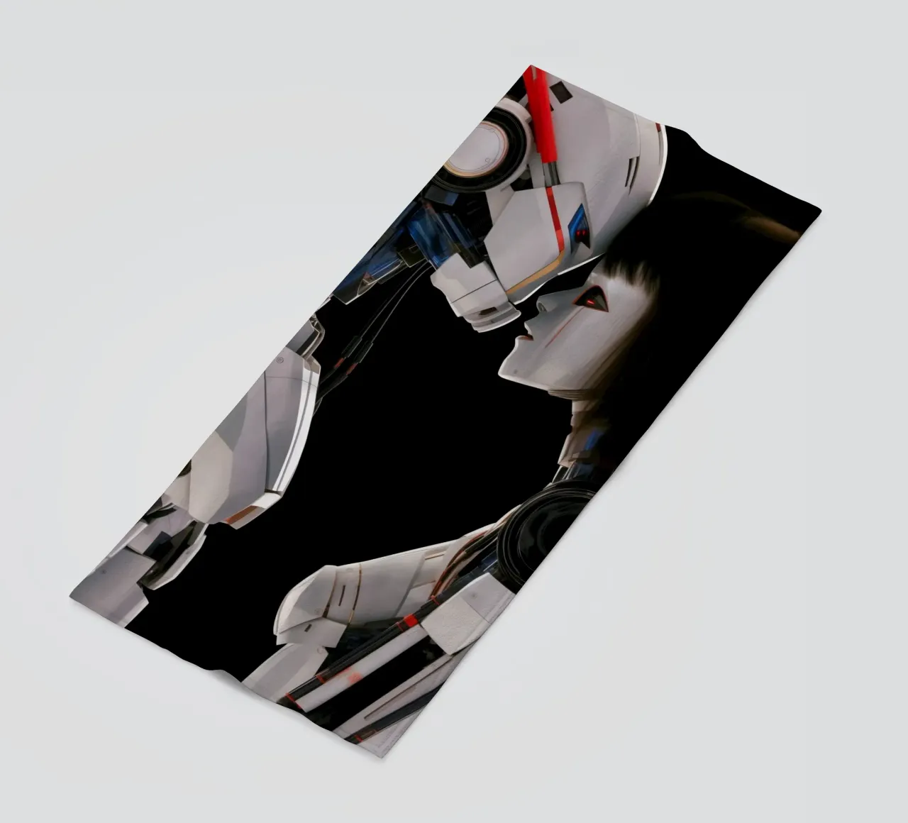 Mech Girl bacia Robot | Omaggio a Ghost In The Shell telo mare da Autofocus