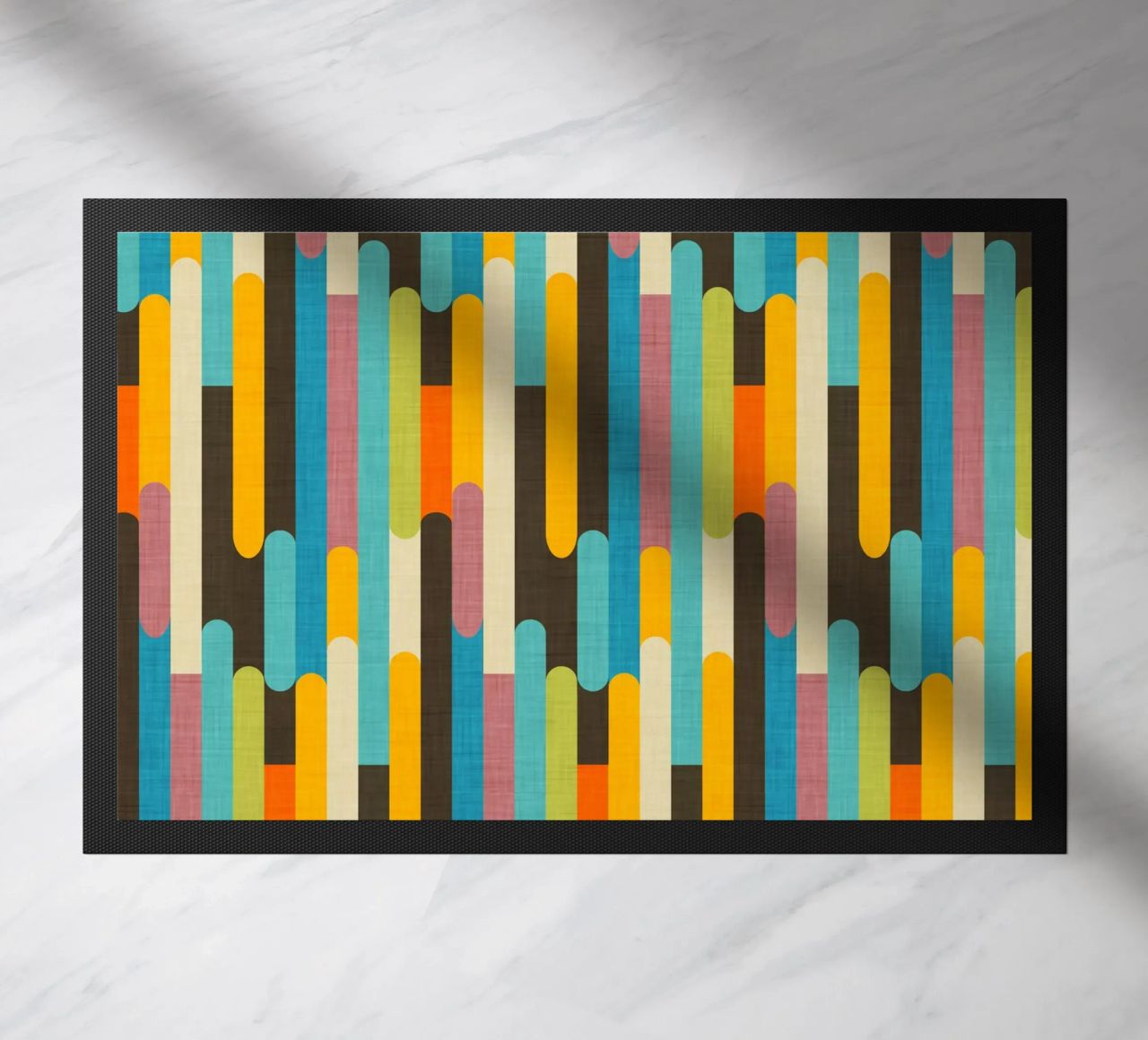 Retro Color Block Popsicle Sticks Brown doormat by susanacosta