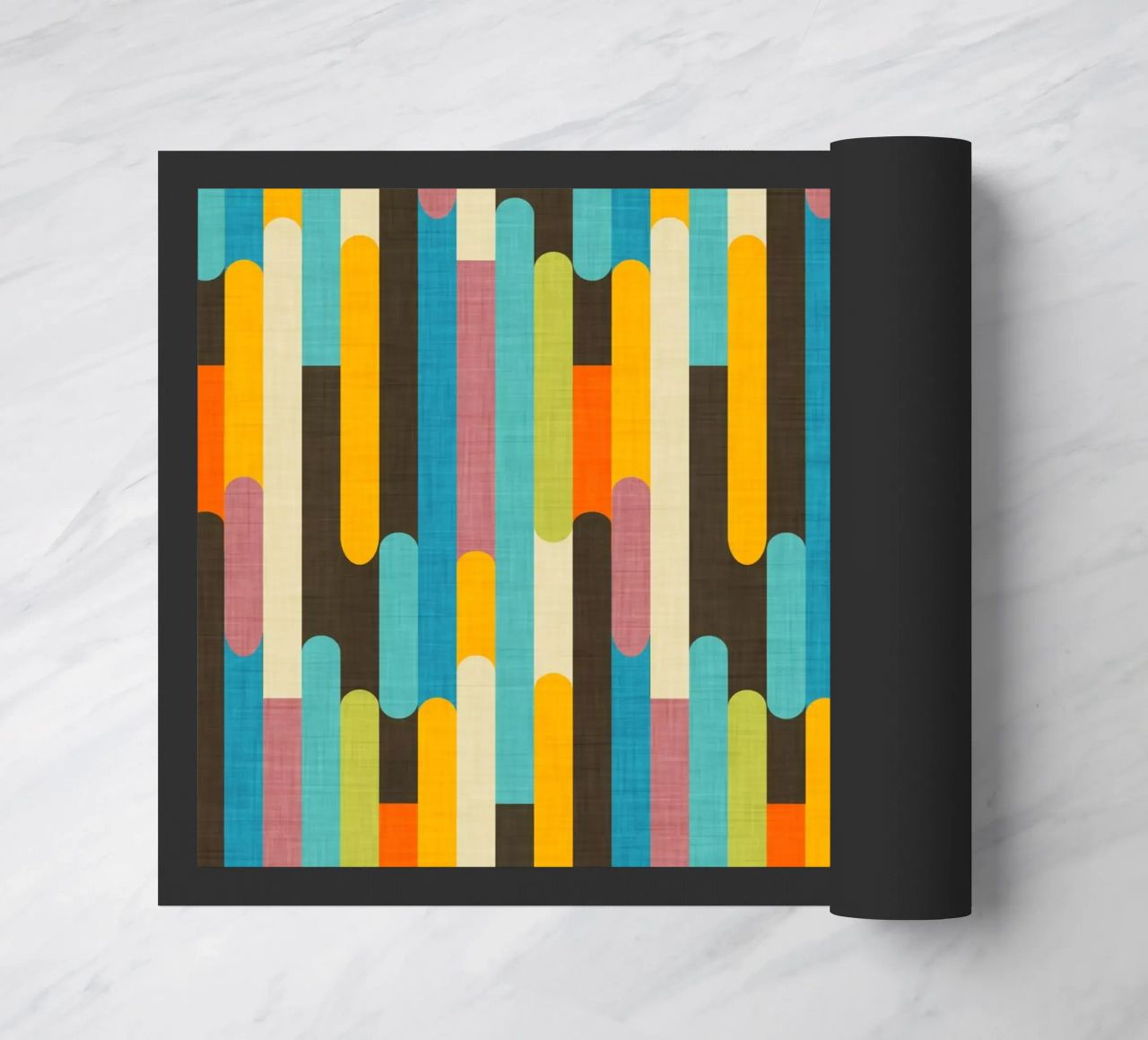 Retro Color Block Popsicle Sticks Brown doormat by susanacosta