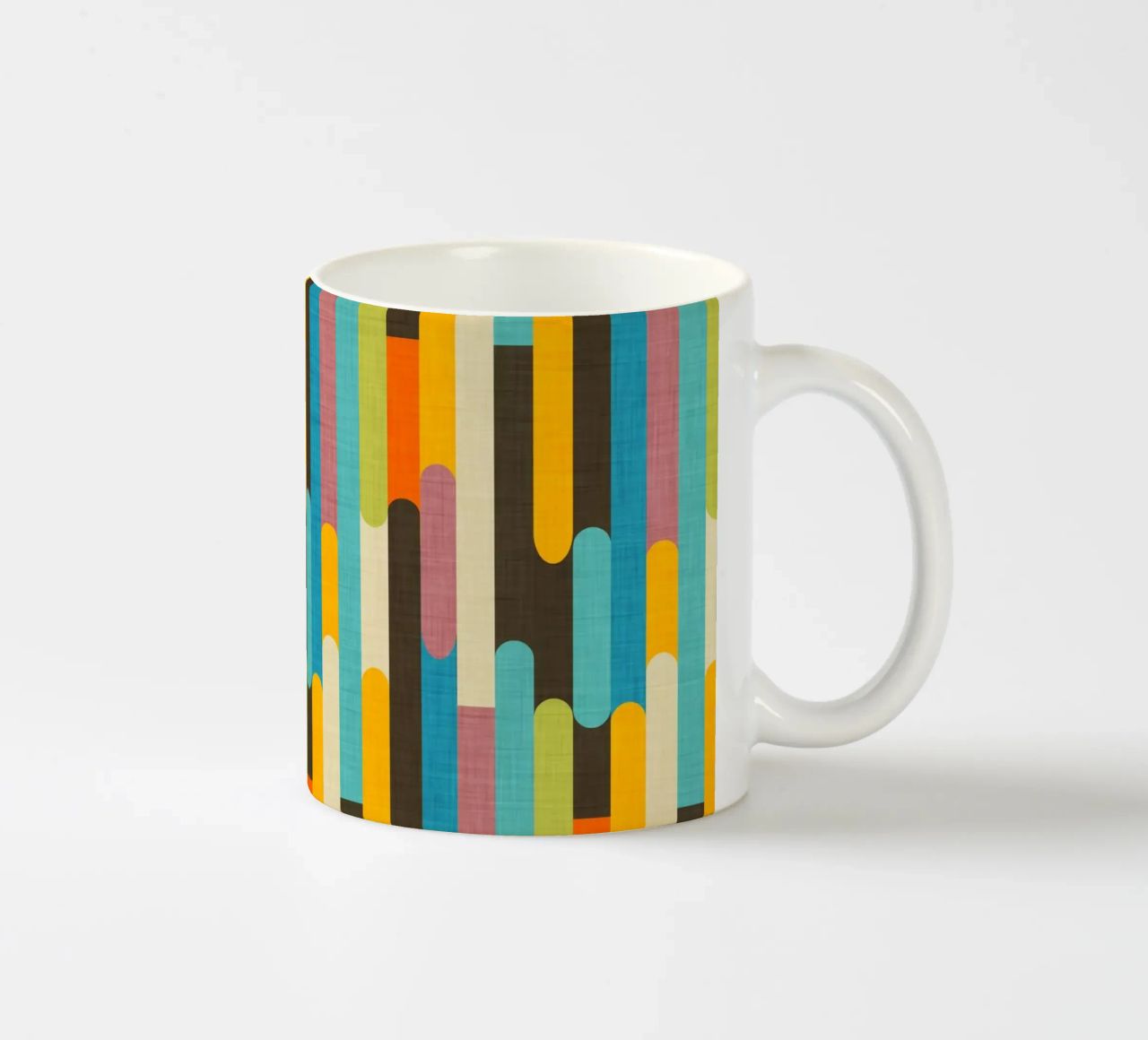 Retro Color Block Popsicle Sticks Brown ceramic mug by susanacosta