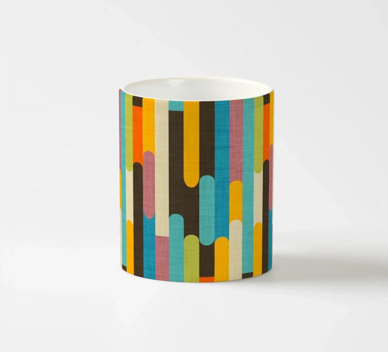 Retro Color Block Popsicle Sticks Brown ceramic mug by susanacosta