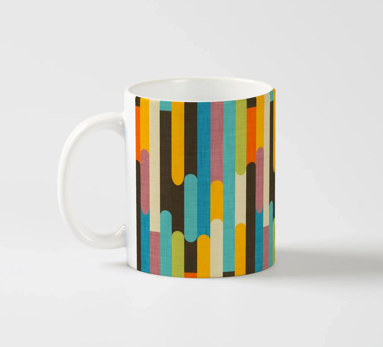 Retro Color Block Popsicle Sticks Brown ceramic mug by susanacosta