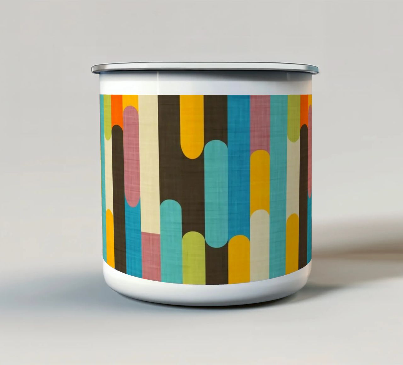 Retro Color Block Popsicle Sticks Brown enamel mug by susanacosta