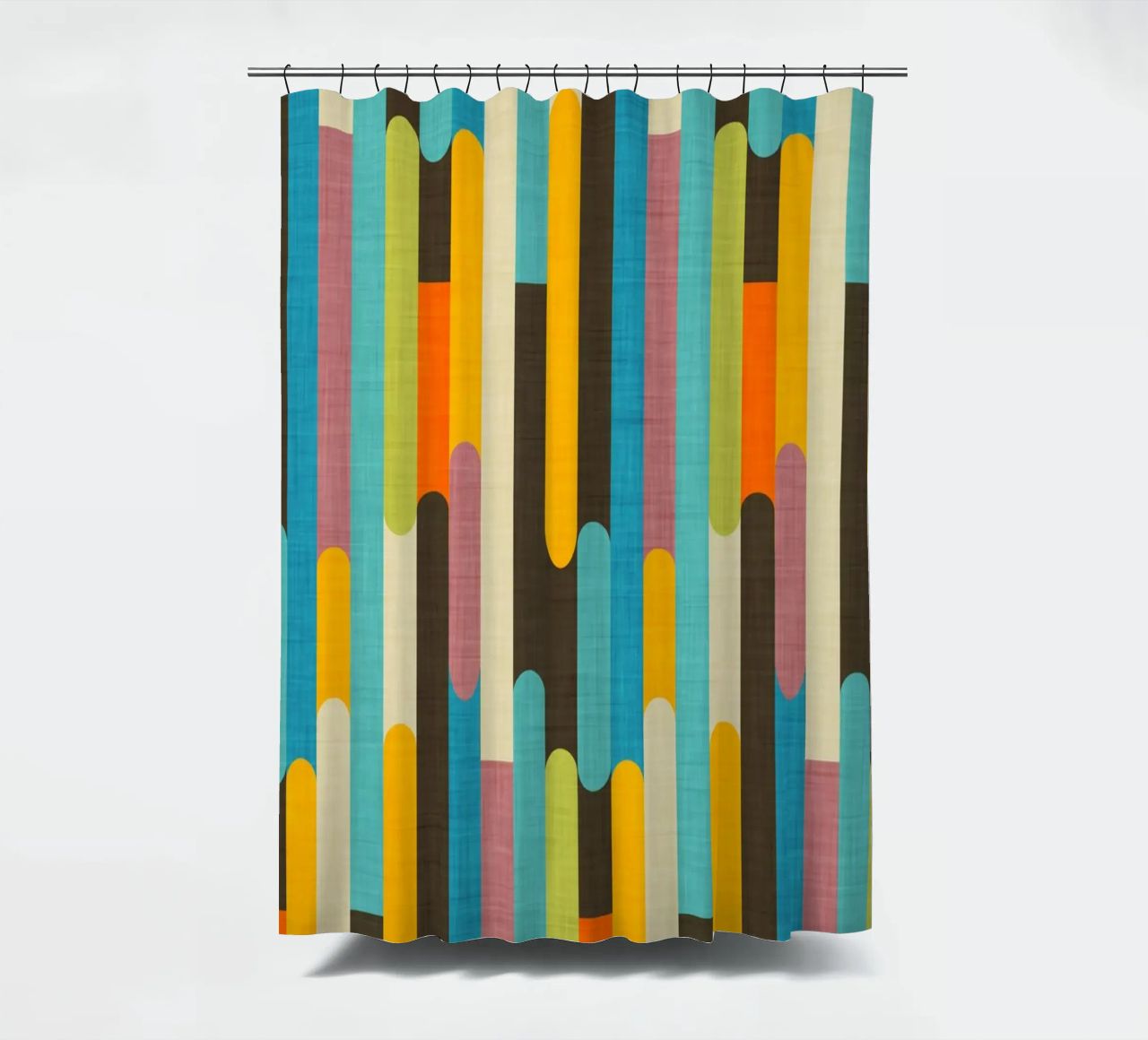 Retro Color Block Popsicle Sticks Brown shower curtain by susanacosta