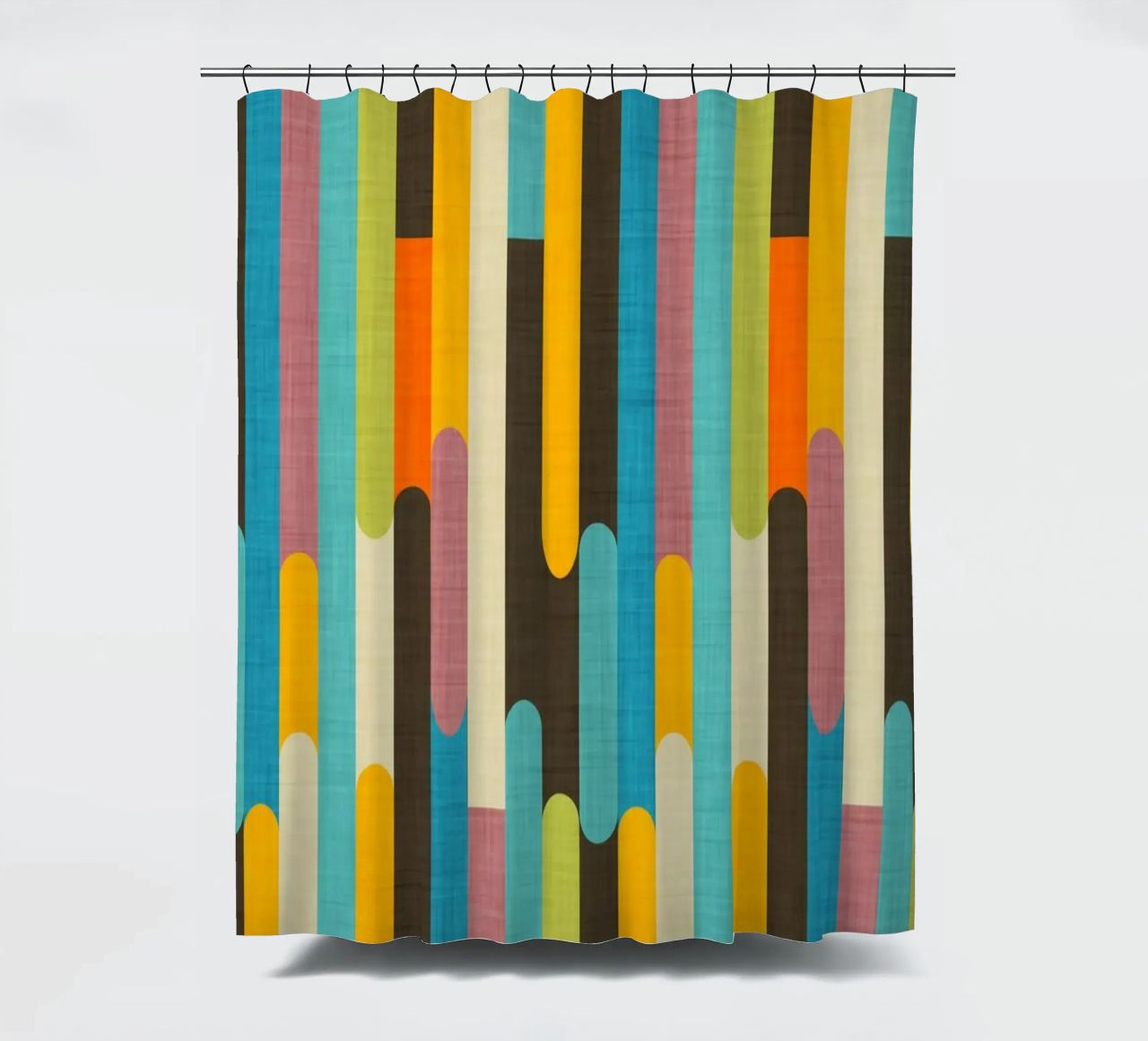 Retro Color Block Popsicle Sticks Brown shower curtain by susanacosta