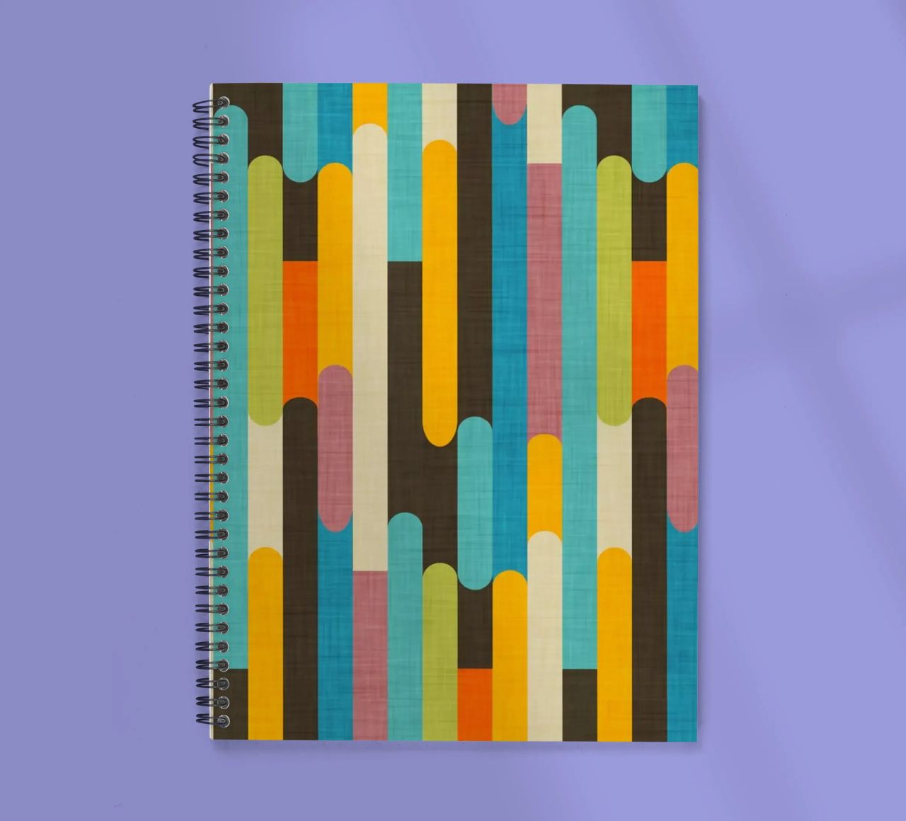 Retro Color Block Popsicle Sticks Brown spiral notebook by susanacosta