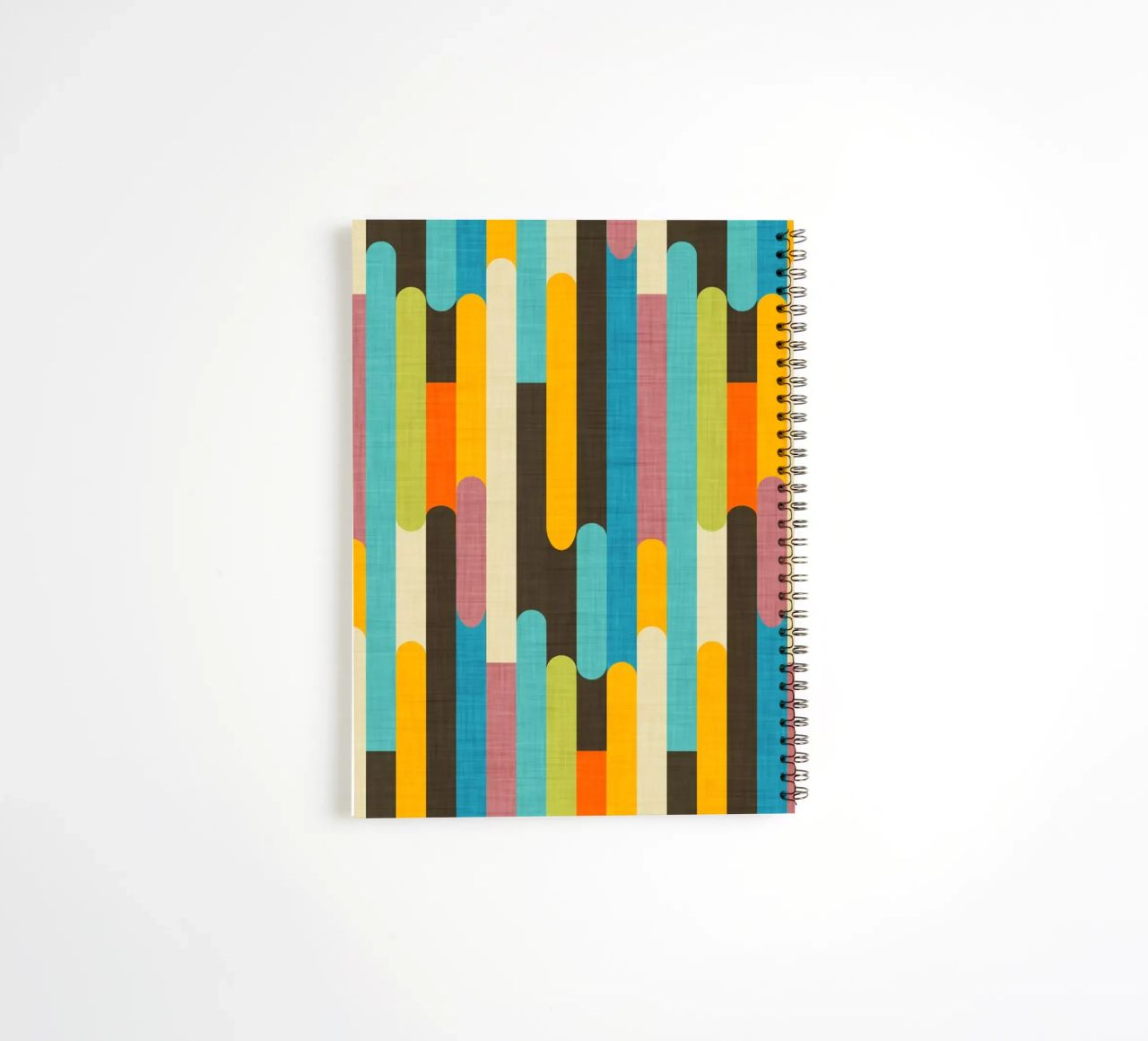Retro Color Block Popsicle Sticks Brown spiral notebook by susanacosta