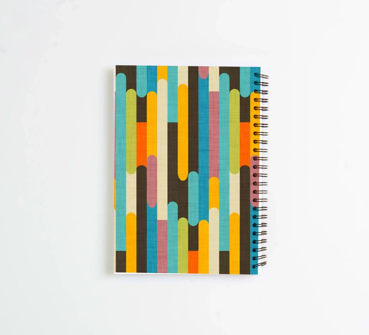 Retro Color Block Popsicle Sticks Brown spiral notebook by susanacosta
