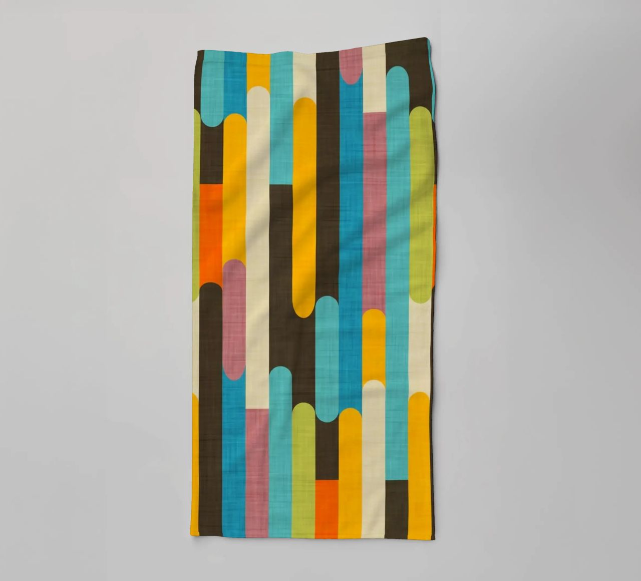 Retro Color Block Popsicle Sticks Brown towel by susanacosta