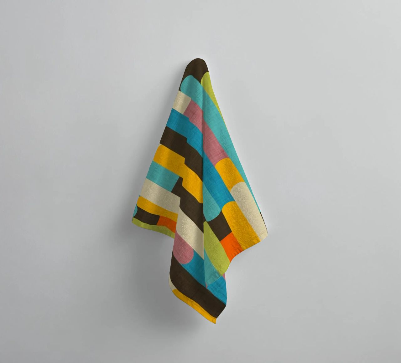 Retro Color Block Popsicle Sticks Brown towel by susanacosta