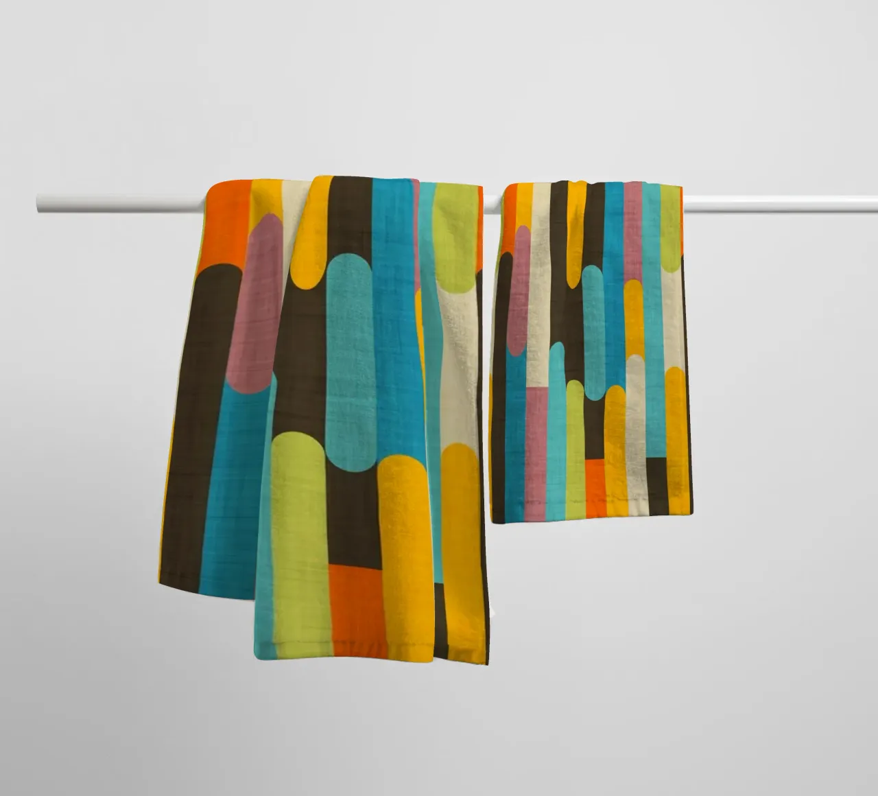 Retro kleurblok ijslollystokjes bruin badhanddoek van susanacosta
