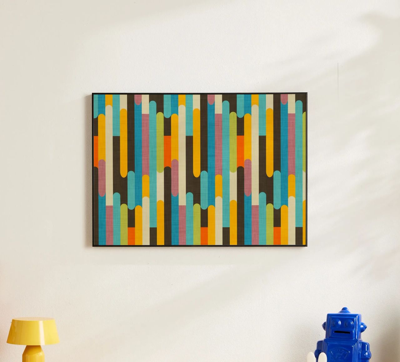 Retro Color Block Popsicle Sticks Brown alu-dibond by susanacosta