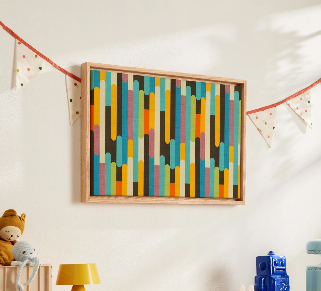 Retro Color Block Popsicle Sticks Brown canvas by susanacosta
