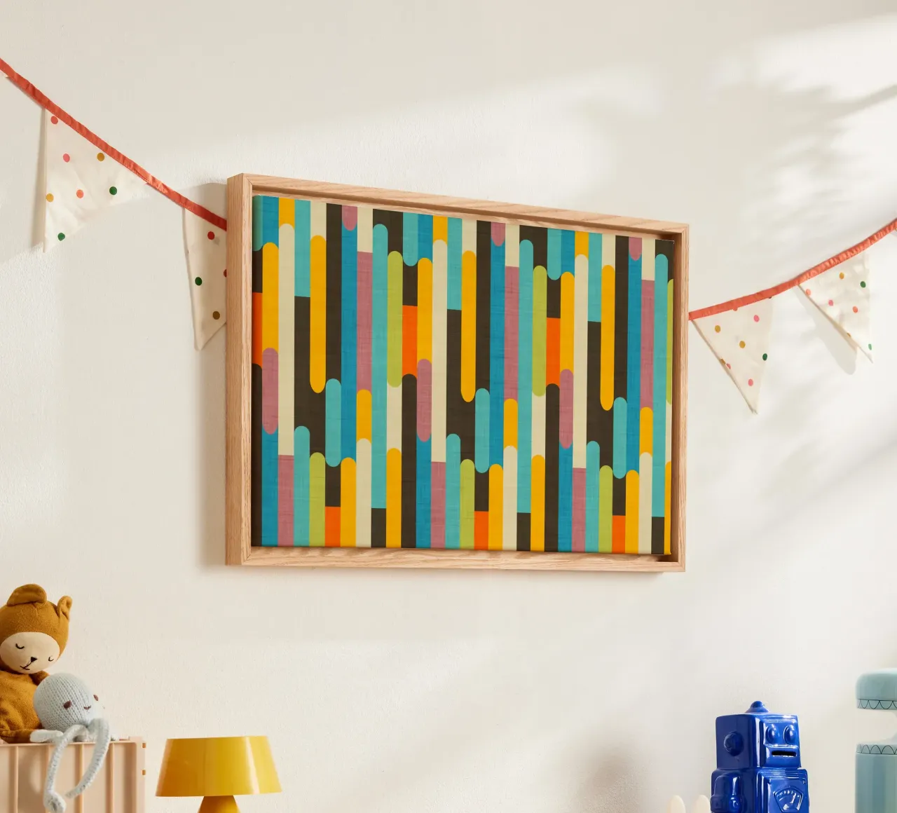 Retro kleurblok ijslollystokjes bruin canvas van susanacosta