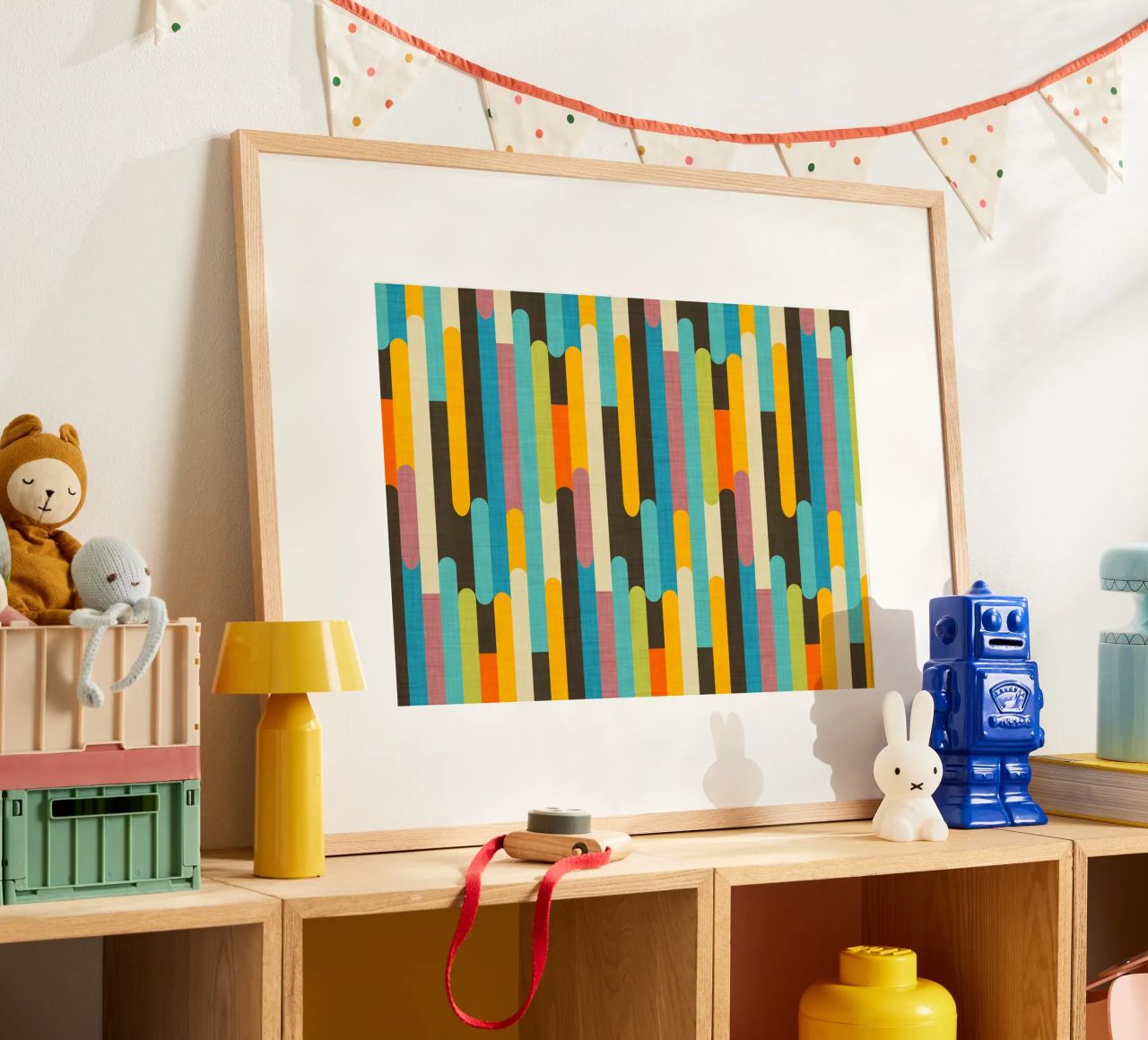 Retro Color Block Popsicle Sticks Brown hahnemühle by susanacosta
