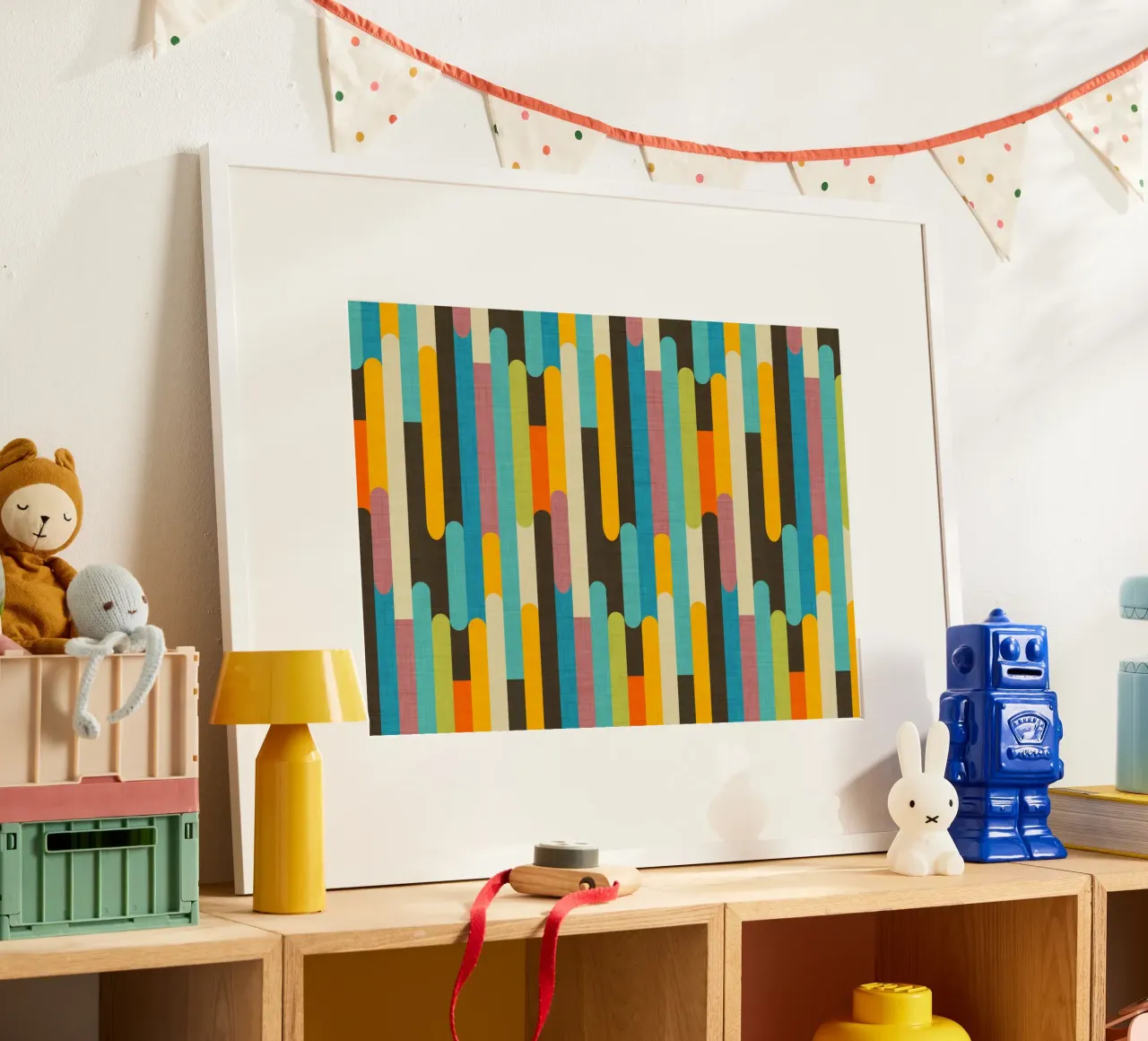 Retro Color Block Popsicle Sticks Brown hahnemühle by susanacosta