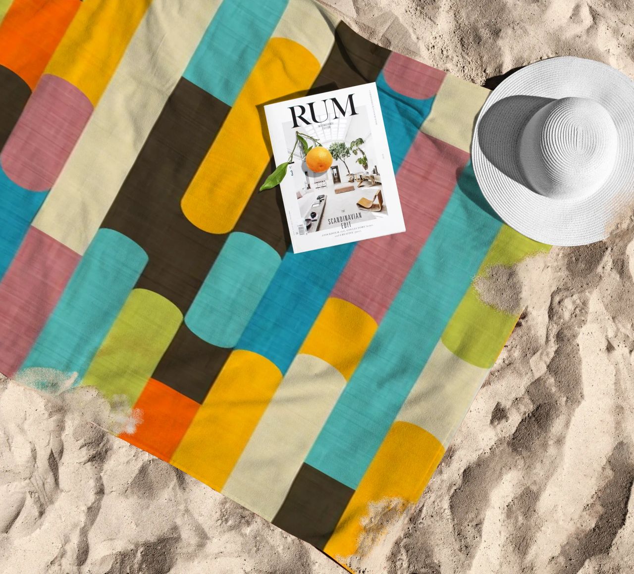 Retro Color Block Popsicle Sticks Brown beach towel by susanacosta