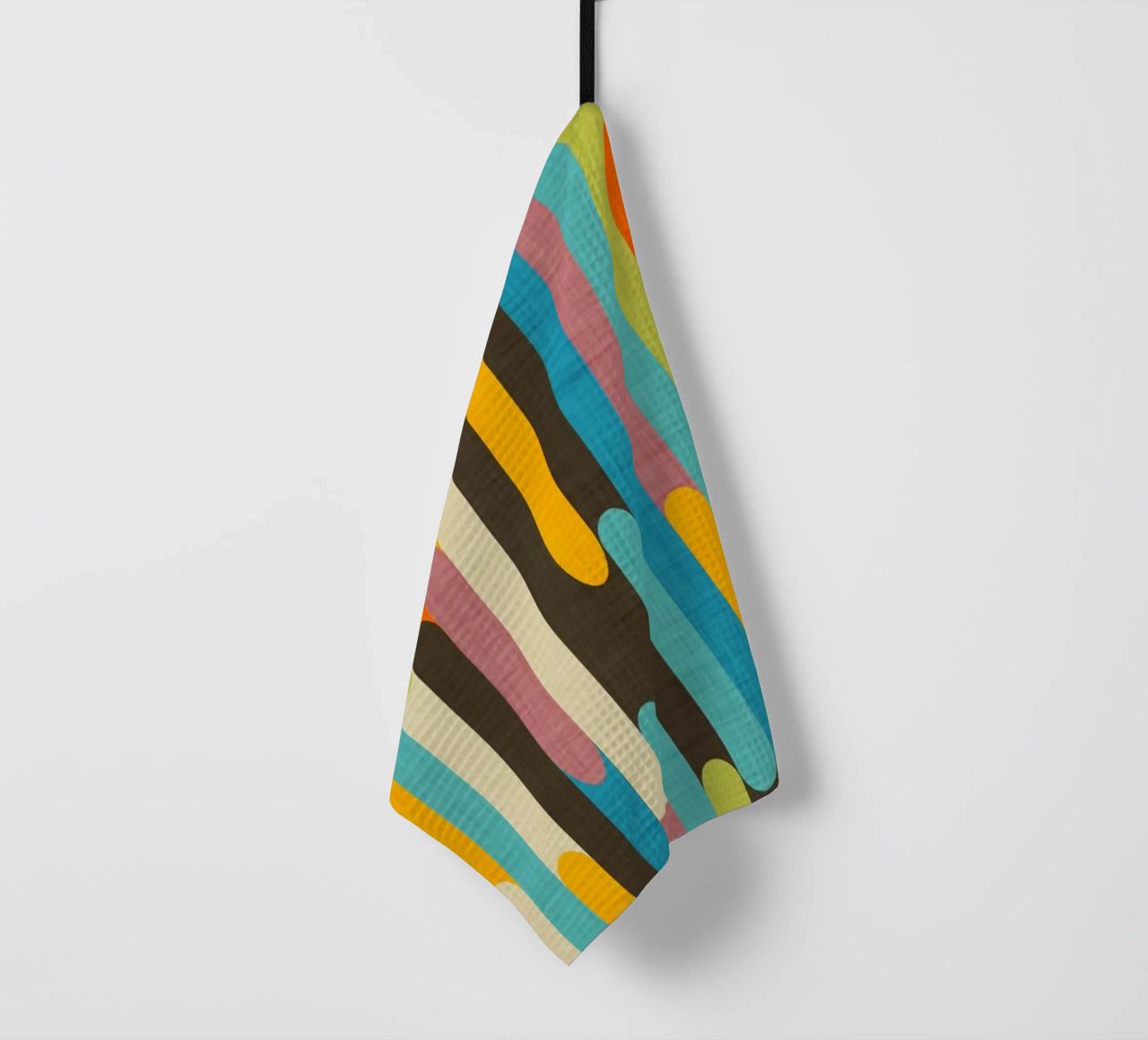 Retro Color Block Popsicle Sticks Brown tea towel by susanacosta
