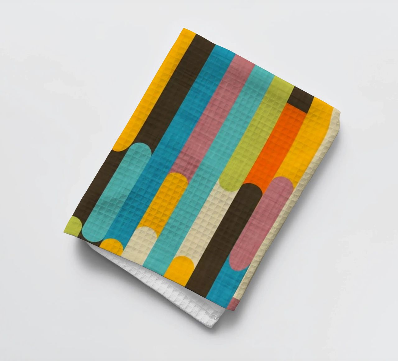 Retro Color Block Popsicle Sticks Brown tea towel by susanacosta