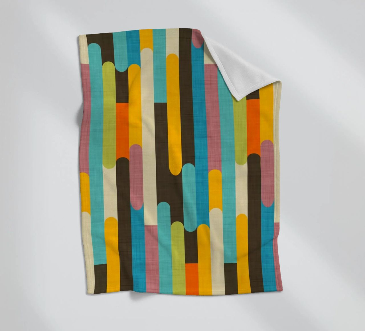 Retro Color Block Popsicle Sticks Brown fleece blanket by susanacosta