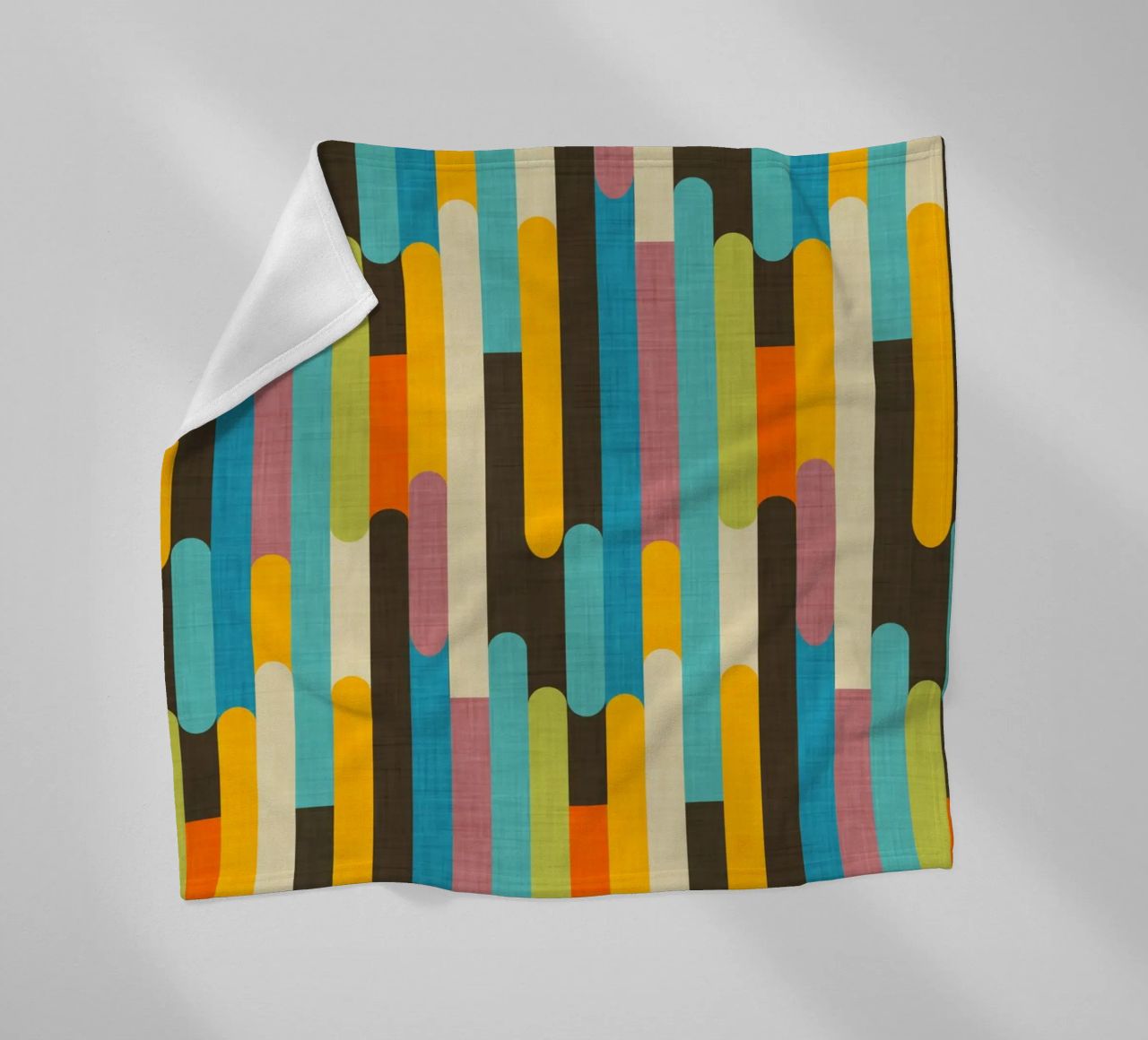 Retro Color Block Popsicle Sticks Brown fleece blanket by susanacosta